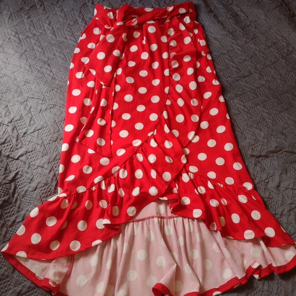 Red polka dot skirt